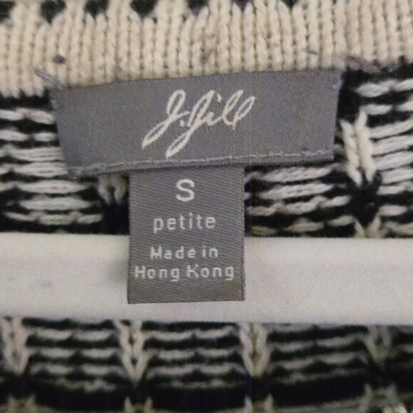 J. Jill Vintage Black Cream Embroidered Nordic Pocket Sweater Size S - Picture 5 of 6